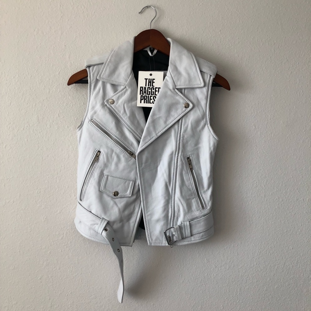 NWT ragged priest white leather vest NWT